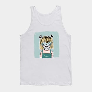 Blonde Girl with Glasses Tank Top